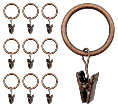 Produktbild von 40 Vorhangringe mit Clips 25mm aus Metall für Duschvorhänge und Gardinenstangen