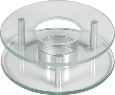 Image de Soucoupe verre/métal pour bougie à chauffe-plat (non incluse) 4cm Ø12cm argent/clair