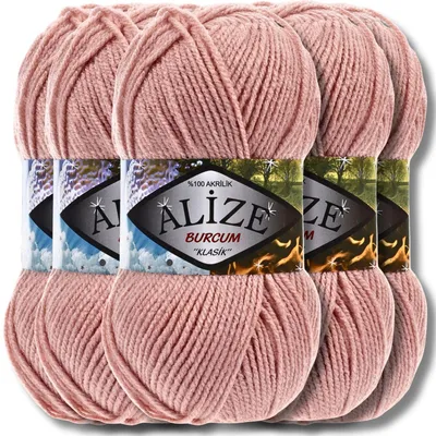 Produktbild von Alize 5x 100g Burcum Klasik Wolle, Uni, Häkeln, Stricken (Powder | 161)