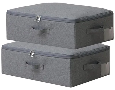2er-Set Aufbewahrungsboxen 52x36x16 cm, zusammenklappbar, Schwarz/Grau