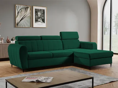 Obrázok produktu pre Rohová sedačka s úložným priestorom LAKEWAY MINI - zelená, pravý roh
