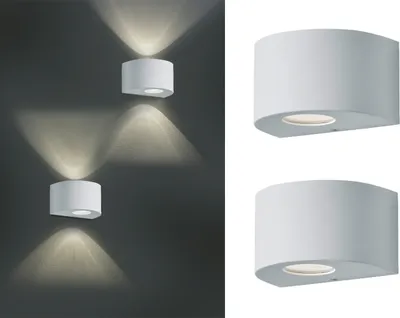 Produktbild von Außenwandleuchten Set UP and DOWN Light Weiß rund Außenleuchten für Hauswand