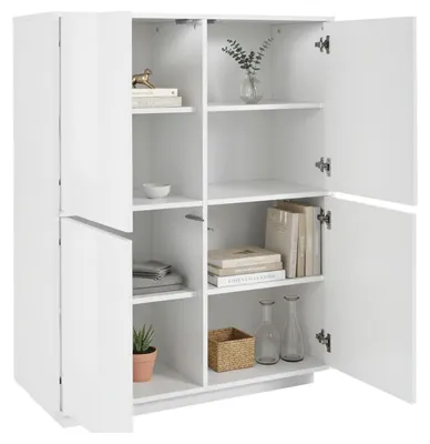 Produktbild von Kommode Zaccaria, 100% Italy, cm 100x41h126, glänzend weiß