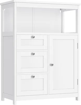 Produktbild von Wandregal mit 3 Schubladen und verstellbarer Platte - Weiß - 30 x 60 x 80 cm
