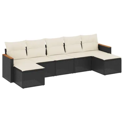 Produktbild von vidaXL 7-tlg. Garten-Sofagarnitur mit Kissen Schwarz Poly Rattan