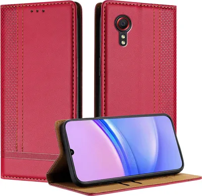 Obrázek produktu pro Pouzdro pro Samsung Galaxy Xcover 5 kožené flipové pouzdro s funkcí stojánku červené