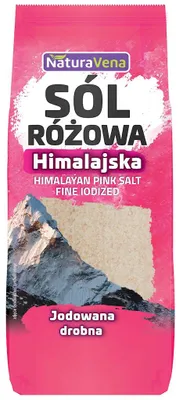 SÓL HIMALAJSKA RÓŻOWA DROBNO MIELONA JODOWANA 500 g - NATURAVENA