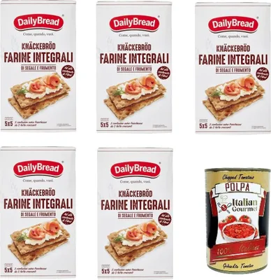 Produktbild von DailyBread Knäckebröd Vollkorn-Roggen- und Weizenmehl 5x375 g+ Italian Gourmet polpa 400g