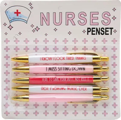 Image de 5 stylos infirmière, avec clip métallique et pointe de 3,5 mm, faciles à utiliser et ergonomiques, pour le bureau