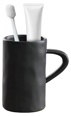 Image de Porte-brosses à dents en céramique, organisateur de salle de bain, noir, 13,7 x 8 cm