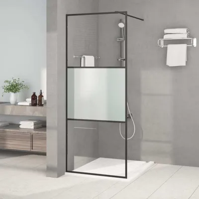 Produktbild von The Living Store Duschwand für Begehbare Dusche Schwarz 80x195 cm Halbmatt ESG