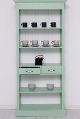 Produktbild von Casa Padrino Landhausstil Schrank Mintgrün / Weiß 91 x 39 x H. 197 cm - Landhausstil Esszimmer Schrank - Massivholz Möbel - Landhausstil Shabby Chic Möbel