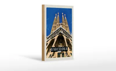 Produktbild von Holzschild Reise 12x18 cm Barcelona Spanien Reiseziel Trip