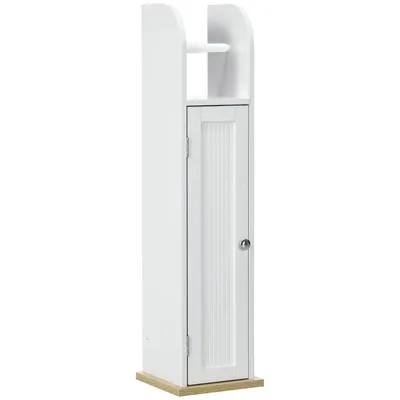Produktbild von Badezimmerschrank – Schmaler Aufbewahrungsschrank – Badezimmer-Organizer – Mit Toilettenpapierhalter und drei Fächern – 20 x 20 x 80 cm – Weiß