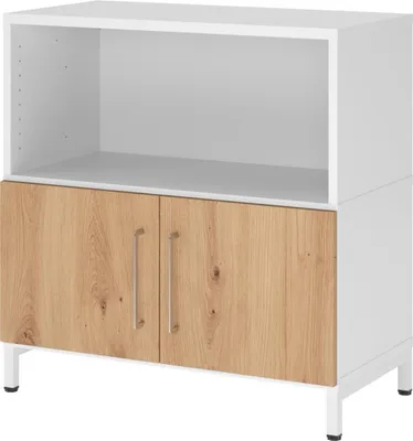 Produktbild von Hammerbacher Regal FlexWall Türen 2OH Sockel weiß/asteiche