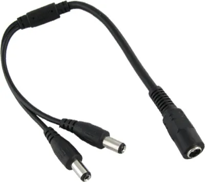 Produktbild von adaptare 93532 Niedervolt Y-Kabel (DC-Hohlbuchse auf 2x Hohlstecker), 5,5x2,1mm, 40 cm, schwarz