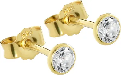 Produktbild von Paar Ohrstecker Echt Gold 585er 4,0mm Cubic Zirkonia Damen Herren Kinder 1748
