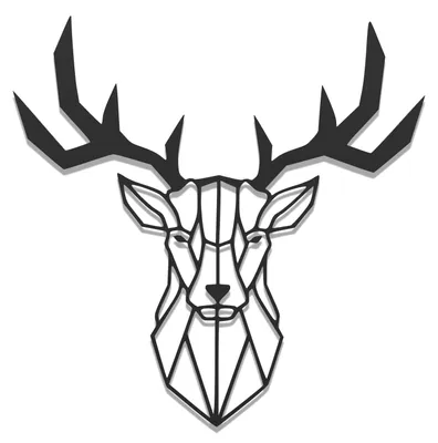 Produktbild von Wanddeko Metall Wandbild Metallbild Geometrische Wandkunst Hirsch 60 x 60 cm, Farbe:Hirsch Schwarz