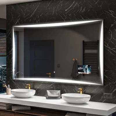Produktbild von Artforma Badspiegel SMART 140x70 cm - mit LED Beleuchtung - LED Farbe Kaltweiß 7000K - Individuell Nach Maß - Beleuchtet Wandspiegel Lichtspiegel Badezimmerspiegel | Lichtschalter: Touch Schalter |SLED077