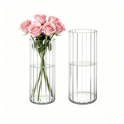 Acryl Vasen-Set 2er-Set, 10x30 cm & 12x40 cm, geriffelt