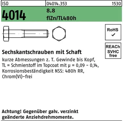 Produktbild von Reyher  Sechskantschraube ISO 4014 8.8 M 10x65 flZn (100 Stück)