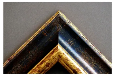 Produktbild von Bilderrahmen in Gold – Mit oder ohne Passepartout in verschiedenen Größen (Gold/Blau, 40 x 60)