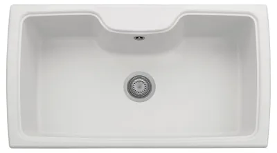 Quartz Einbauspüle, Einzelbecken 86 cm, Melkweiß