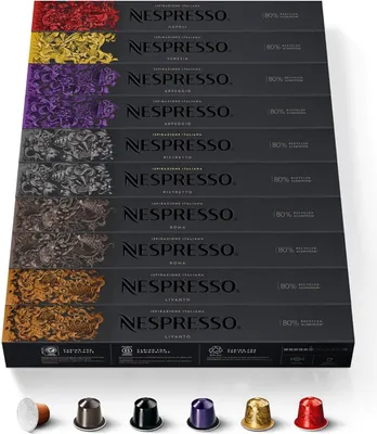Produktbild von NESPRESSO ORIGINAL Ispirazione Italiana, Mittlere bis dunklere Röstungen, Kompatibel mit ORIGINAL Kapselmaschinen, Ideal für Espresso und Lungo, Kapsel Set aus 100 Kaffeekapseln