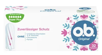 Produktbild von o.b. Original Tampons super mit geschwungenen Rillen ohne Parfüm 32er