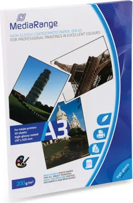 Produktbild von MediaRange Foto Papier hochglänzend A3 200g  50 Blatt