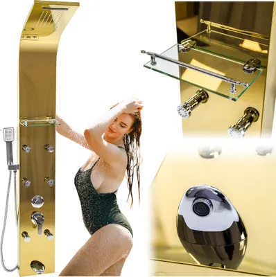 Produktbild von Duschpaneel Gold Duschsäule Regendusche Duschsystem mit Handbrause