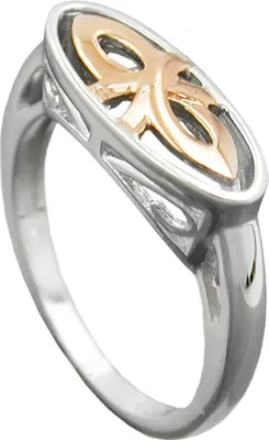 Produktbild von Ring Damenring Oval mit Muster 925 Silber rotvergoldet bicolor Innenumfang 58mm  Ø18.5mm