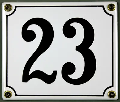 Produktbild von Hausnummernschild 23 weiß 12x14 cm  Schild Emaille Hausnummer Haus Nummer Zahl Ziffe