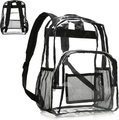 Produktbild von Chic Klarer Rucksack, Transparent Wasserdichte Schulrucksack, Durchsichtig Strapazierfähige PVC-Buch-Tasche für Schule College Sport Beruf Reise, Transparent