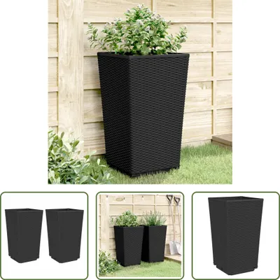 Produktbild von The Living Store Pflanzkübel 2 Stk. Schwarz 32,5x32,5x57 cm PP