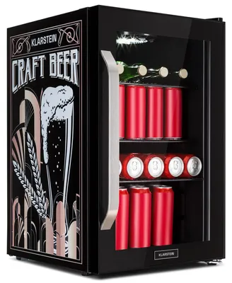 Produktbild von Klarstein Kühlschrank 70L, Kleiner Kühlschrank mit Herausnehmbaren Ablagen, Leiser Mini Kühlschrank mit Glastür & LED, Getränkekühlschrank Klein, Outdoor Geeignet, Biersafe für Flaschen, 0-10°C