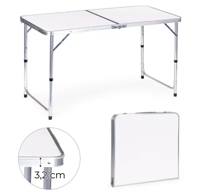 Zdjęcie produktu dla Stół turystyczny składany stół kempingowy biały blat 120 x 60 cm