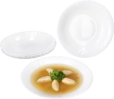 Zdjęcie produktu dla 6x talerz do zupy Arkona szkło opalowe 320ml 21,8cm biały talerz głęboki miska do makaronu sałatka