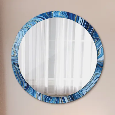 Produktbild von Wohnzimmer Spiegel - Badezimmerspiegel Wandspiegel zum Schlafzimmer – Schminkspiegel - Blau Marmorierung - Runder: Ø100cm
