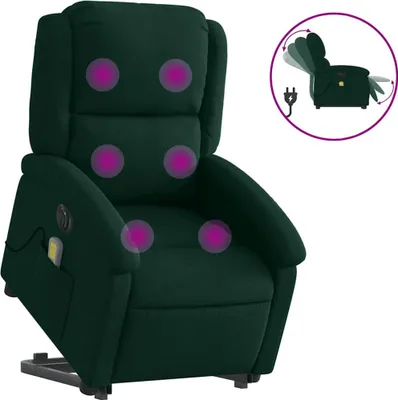Produktbild von vidaXL Massagesessel mit Aufstehhilfe Elektrisch Dunkelgrün Samt