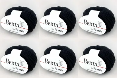 Produktbild von 6x Berta by Permin – Wolle-Baumwolle Strickgarn (21 schwarz)