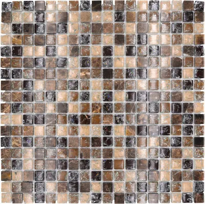Produktbild von Glasmosaik mit Naturstein XIC 1055 braun/beige 30,5x30,5 cm