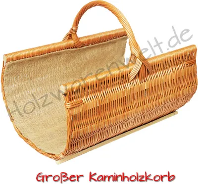 Produktbild von YULKA Kaminholzkorb Jute Kamin Weide Brennholzkorb Kaminkorb Tragekorb L 60 B 40 H 30/49