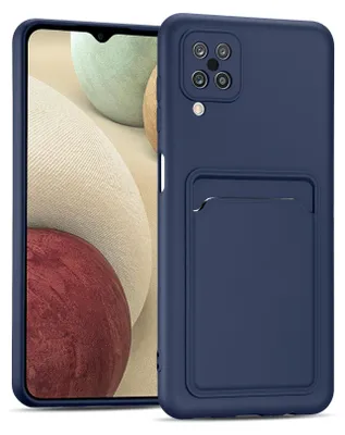Produktbild von Handyhülle für Samsung Galaxy A12 / M12 Hülle Silikon Schutzhülle mit Kartenfach Slim Wallet Case, Blau