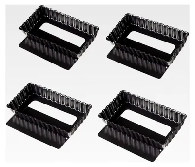 Produktbild von Rechteckige Tarteform mit Hebeboden 11 cm Mini-Quicheform Set von 4