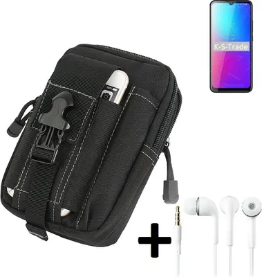 Produktbild von K-S-Trade Gürteltache + Kopfhörer kompatibel mit Blackview BV5100 Pro Gürtel Tasche Holster Schutz Hülle Handy Hülle  schwarz inkl. Extrafächer