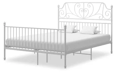 Produktbild von Metallbett für das Schlafzimmer, Doppelbett, Bettrahmen mit Lattenrost, pulverbeschichtet, Weiß, 140 x 200 cm