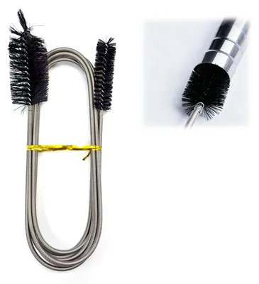 Abflussbürste 200 cm, flexible Rohrreinigungsspirale, Doppelkopf