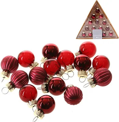 Produktbild von 15 x Kleine Baumkugeln aus Glas Ø 2 cm Mini Christbaumkugeln rot Baumschmuck Baumhänger klein