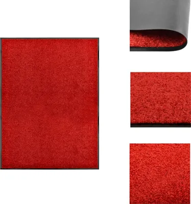 Image de vidaXL Tapis de sol Lavable Rouge 90x120 cm - Tapis de sol